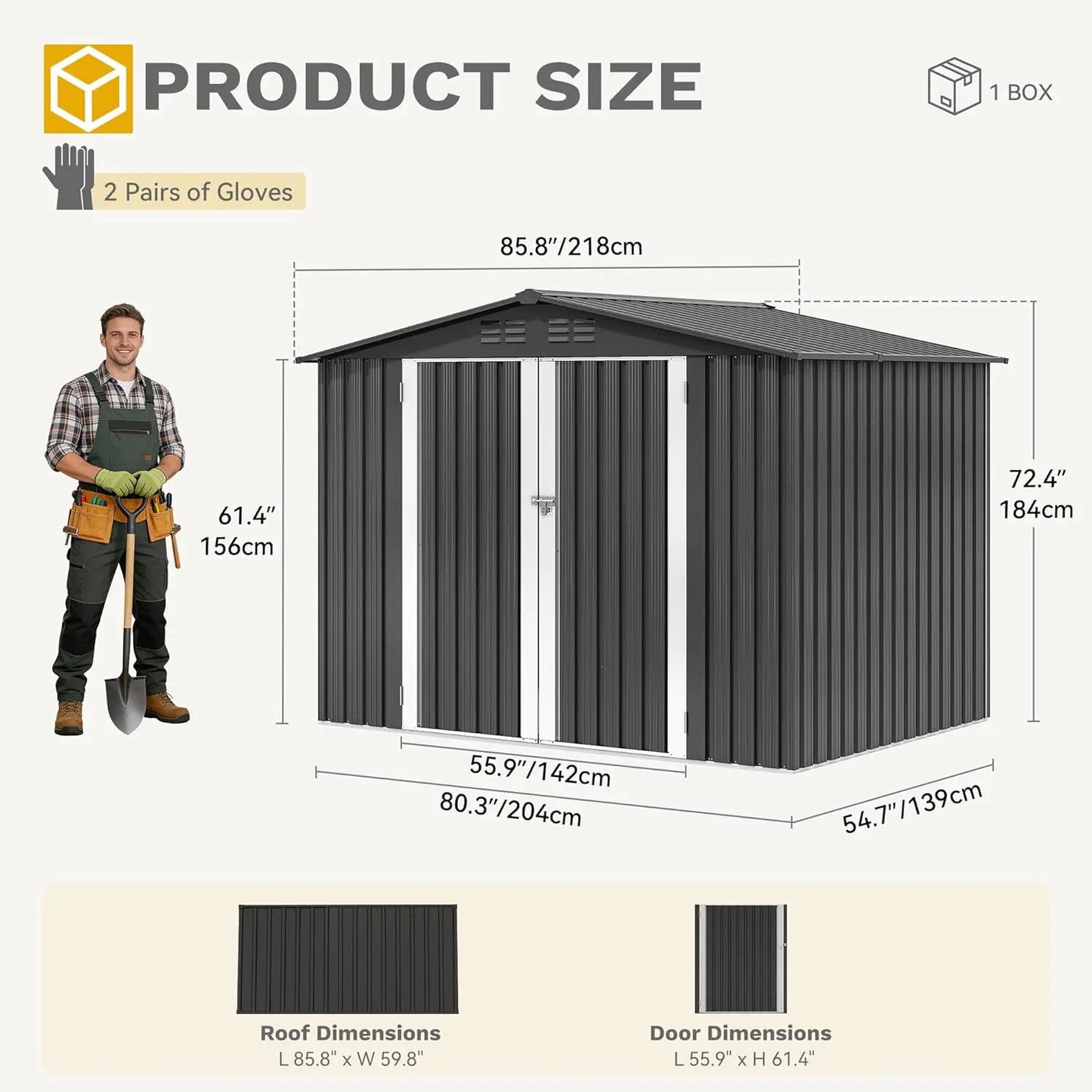 Yitahome 5 X 3 Ft/7 X 5 Ft/10 X 8 Ft Large Metal Outdoor Storage Shed, Heavy Duty Tool Storage Sheds for Backyard Patio Lawn - Ideal for Bicycles, Garden Tools, and Lawn Equipment, Easy-To-Assemble
