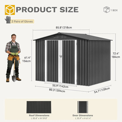 Yitahome 5 X 3 Ft/7 X 5 Ft/10 X 8 Ft Large Metal Outdoor Storage Shed, Heavy Duty Tool Storage Sheds for Backyard Patio Lawn - Ideal for Bicycles, Garden Tools, and Lawn Equipment, Easy-To-Assemble