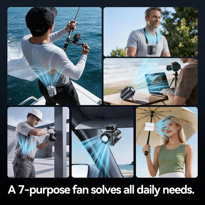 Openbay Smart Portable Rechargeable Fan with Ice Cooler, 100-Speed, 21700RPM Turbo Cooling Personal Waist Fan, 4000Mah Wearable Neck & Belt Clip Fan for Work Camping Outdoor Hiking, Black