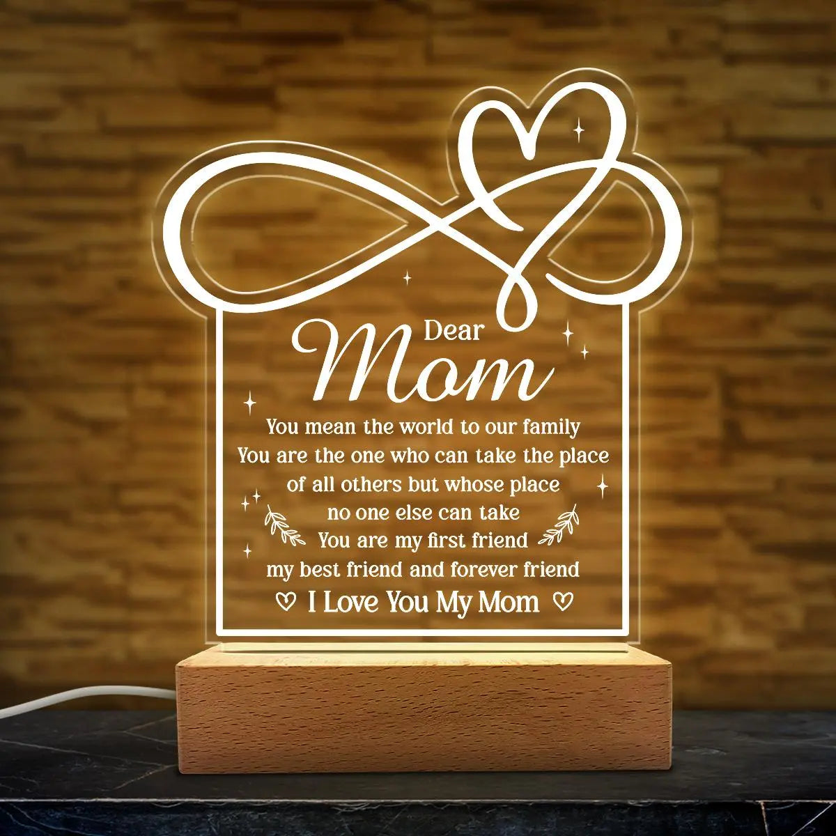 SANDJEST Mother'S Day Acrylic Night Light Table Bedside Bedroom USB Powered Decorative Light, Home Decoration, Gift for Sister Grandma