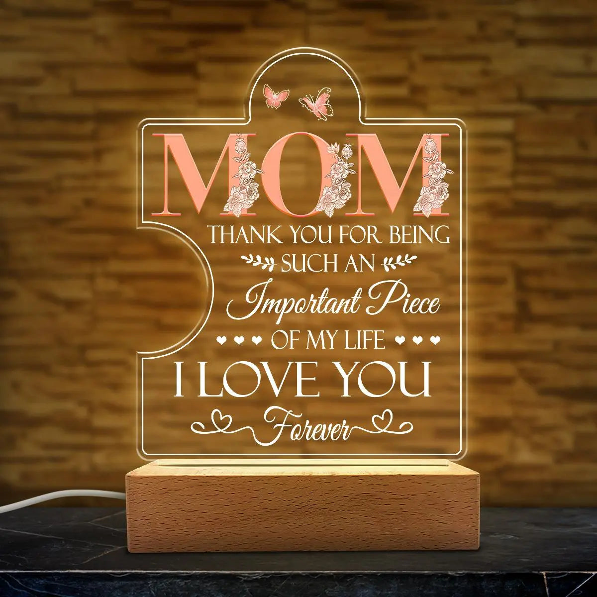 SANDJEST Mother'S Day Acrylic Night Light Table Bedside Bedroom USB Powered Decorative Light, Home Decoration, Gift for Sister Grandma