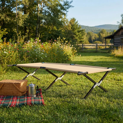 Collapsible Camping Cot, Portable Folding Bed for Camping, Outdoor Travel, Office Nap & Home Use, Heavy Duty Sleeping Cot for RV, Backyard, Beach & Indoor