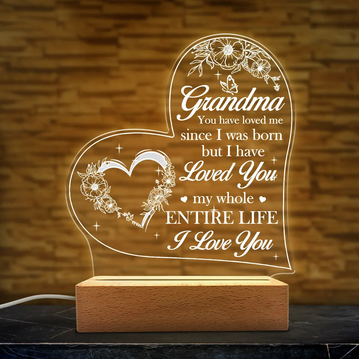 SANDJEST Mother'S Day Acrylic Night Light Table Bedside Bedroom USB Powered Decorative Light, Home Decoration, Gift for Sister Grandma