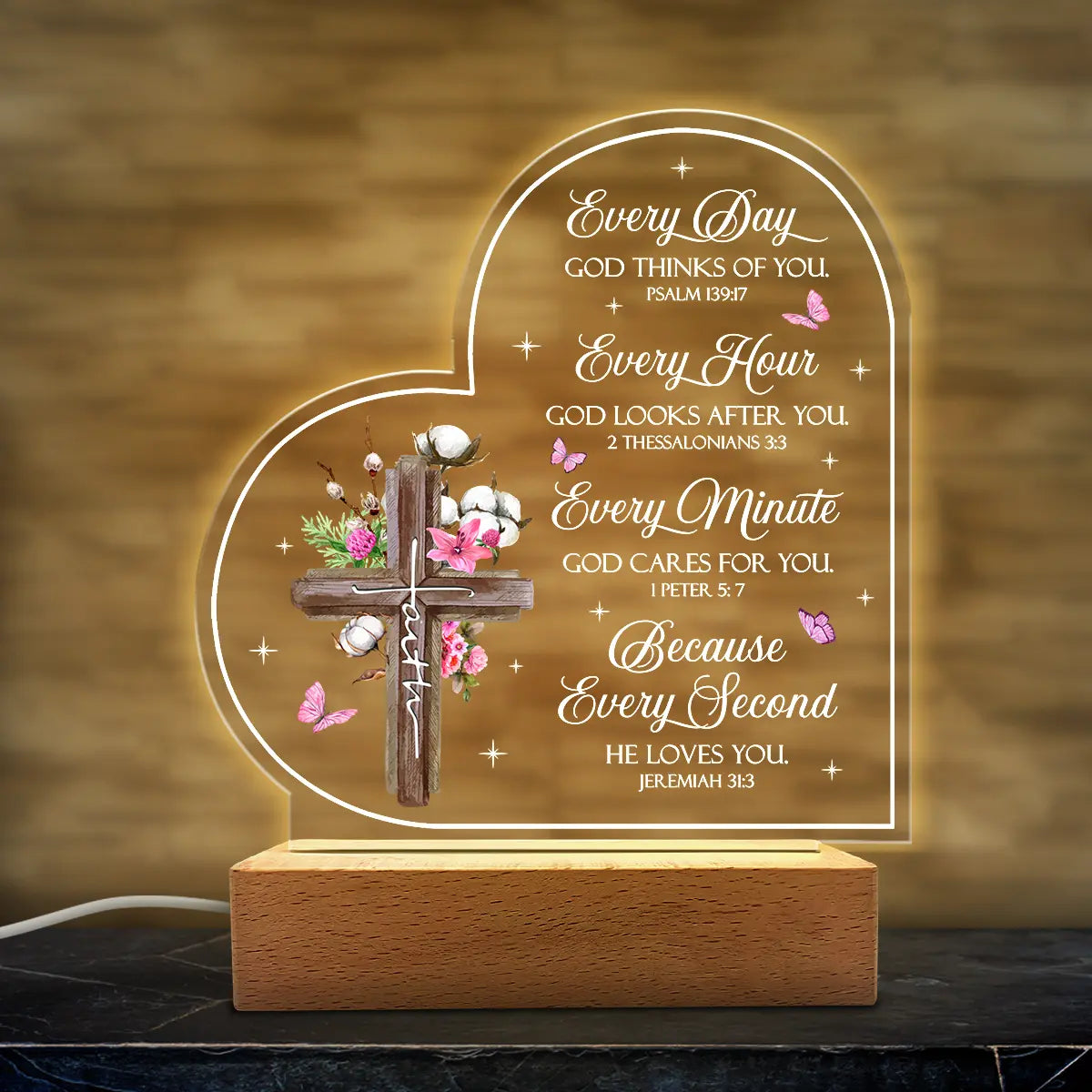 SANDJEST Mother'S Day Acrylic Night Light Table Bedside Bedroom USB Powered Decorative Light, Home Decoration, Gift for Sister Grandma