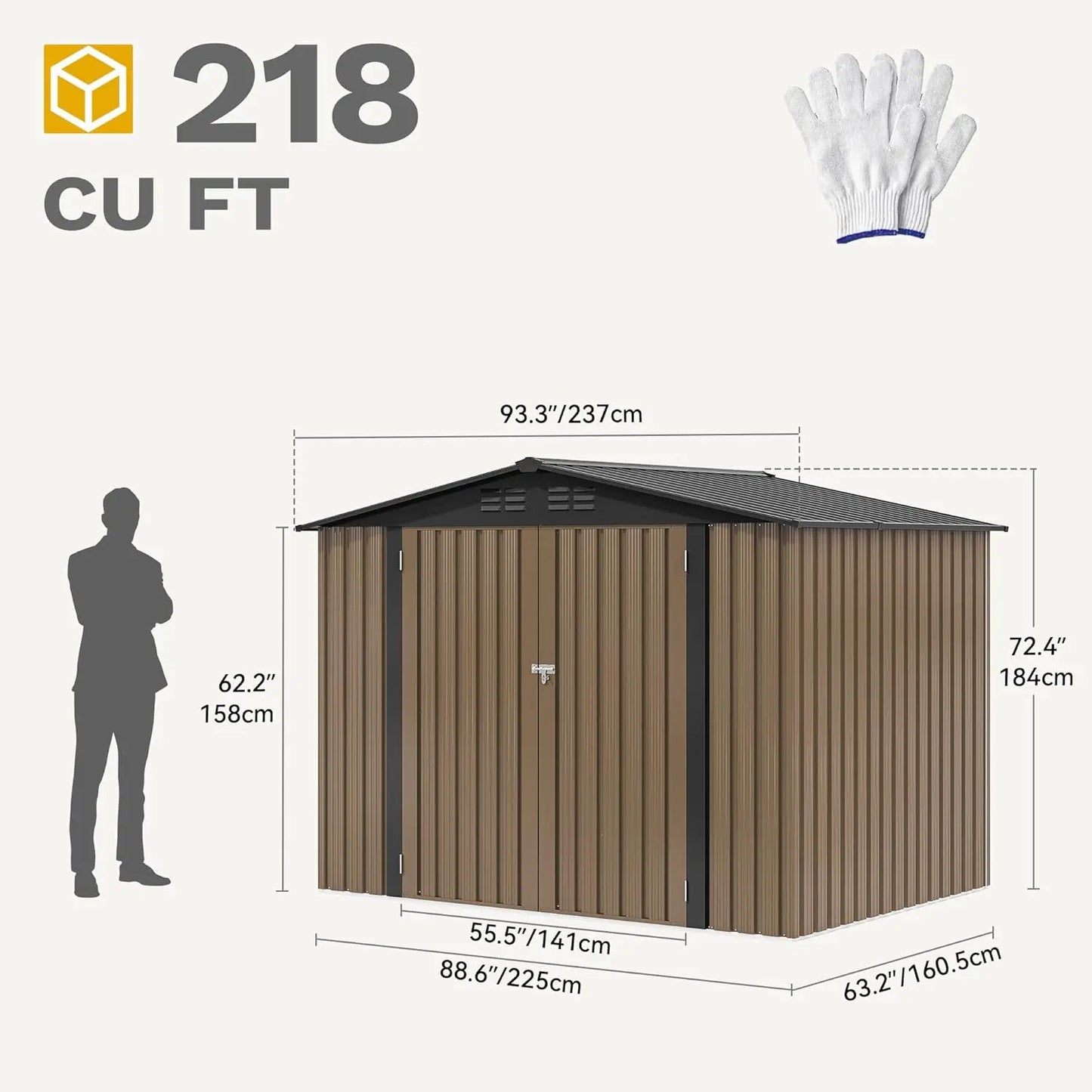 Yitahome 5 X 3 Ft/7 X 5 Ft/10 X 8 Ft Large Metal Outdoor Storage Shed, Heavy Duty Tool Storage Sheds for Backyard Patio Lawn - Ideal for Bicycles, Garden Tools, and Lawn Equipment, Easy-To-Assemble