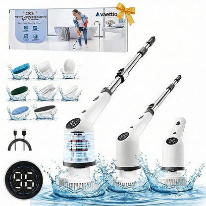 【Mother'S Day Gift】Cordless Electric Spin Scrubber, IPX7 Waterproof, 8 Brush Heads, Long Battery Life, Adjustable Speed, Extendable Handle, Durable Multi-Surface Kitchen Gadget, Kitchen Bathroom Cleaning Helper - Spin Mop, Utensils