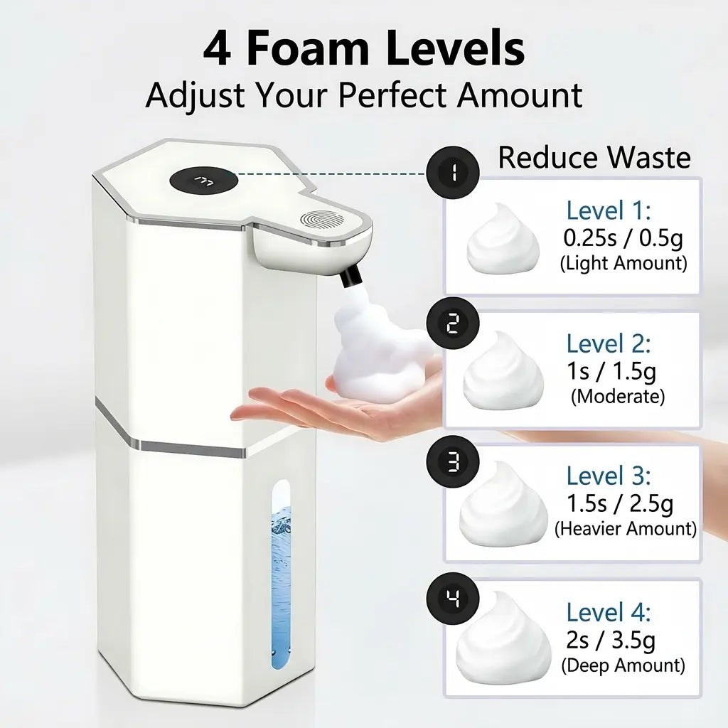Automatic Touchless Soap Dispenser with Smart Sensor, USB Rechargeable, Waterproof, 12oz Capacity, Wall Mounted, 4 Adjustable Levels - Ideal for Bathroom and Kitchen Essentials, Perfect Gift Idea