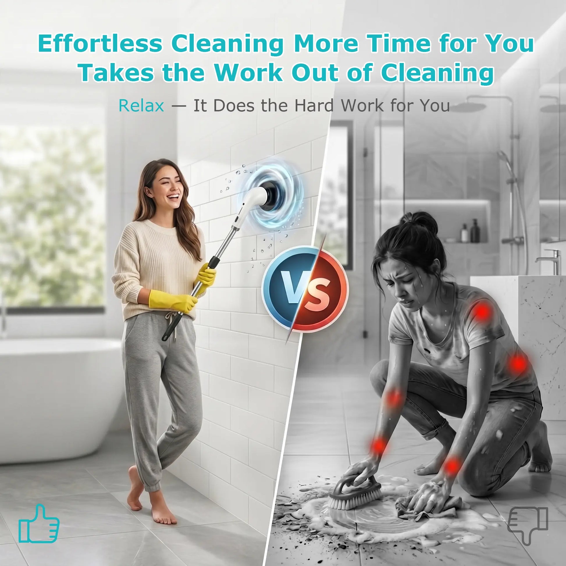 【Mother'S Day Gift】Cordless Electric Spin Scrubber, IPX7 Waterproof, 8 Brush Heads, Long Battery Life, Adjustable Speed, Extendable Handle, Durable Multi-Surface Kitchen Gadget, Kitchen Bathroom Cleaning Helper - Spin Mop, Utensils