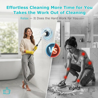 【Mother'S Day Gift】Cordless Electric Spin Scrubber, IPX7 Waterproof, 8 Brush Heads, Long Battery Life, Adjustable Speed, Extendable Handle, Durable Multi-Surface Kitchen Gadget, Kitchen Bathroom Cleaning Helper - Spin Mop, Utensils