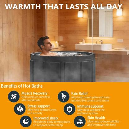 Portable Bathtub for Adults, Foldable Soaking Bathtub for Hot SPA & Ice Bath, Foldable Small Bathtub for Bathing, 6-Layer Insulated Portable Tub, Space-Saving（25.6" × 41.3"）#Summervibes