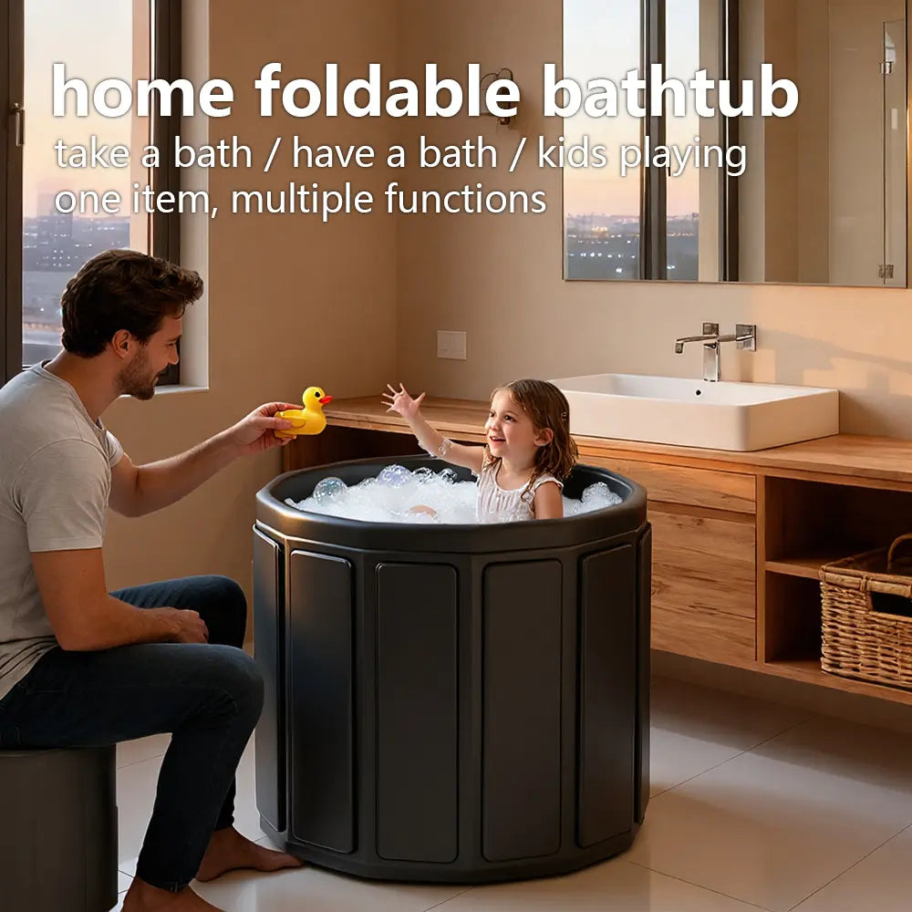 Portable Bathtub for Adults, Foldable Soaking Bathtub for Hot SPA & Ice Bath, Foldable Small Bathtub for Bathing, 6-Layer Insulated Portable Tub, Space-Saving（25.6" × 41.3"）#Summervibes