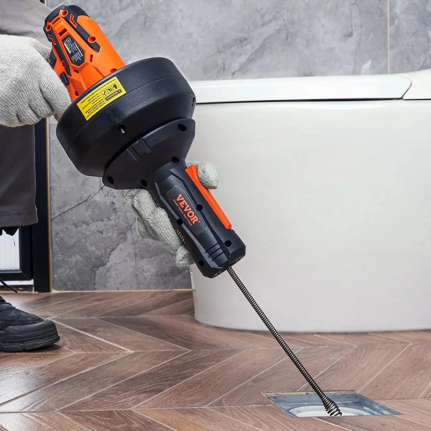 VEVOR 12V Electric Drain Auger, Summervibes, 25FT Cordless Plumbing Snake Auto Feed, Pipeline Snake Drain Clog Remover with Power Drill for 3/4"-2" Pipes, 2.0Ah Battery and Charger Included