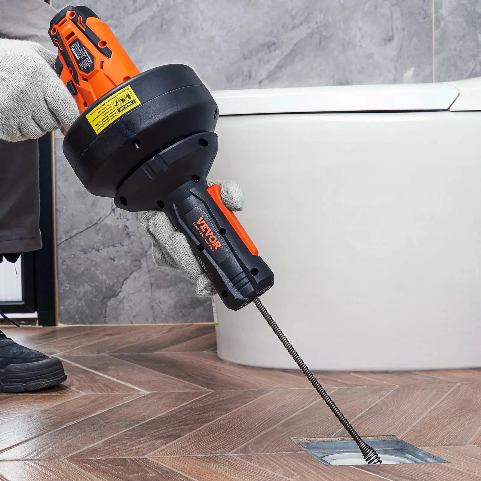 VEVOR 12V Electric Drain Auger, Summervibes, 25FT Cordless Plumbing Snake Auto Feed, Pipeline Snake Drain Clog Remover with Power Drill for 3/4"-2" Pipes, 2.0Ah Battery and Charger Included
