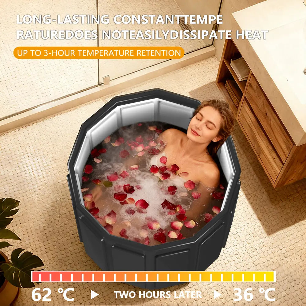 Portable Bathtub for Adults, Foldable Soaking Bathtub for Hot SPA & Ice Bath, Foldable Small Bathtub for Bathing, 6-Layer Insulated Portable Tub, Space-Saving（25.6" × 41.3"）#Summervibes