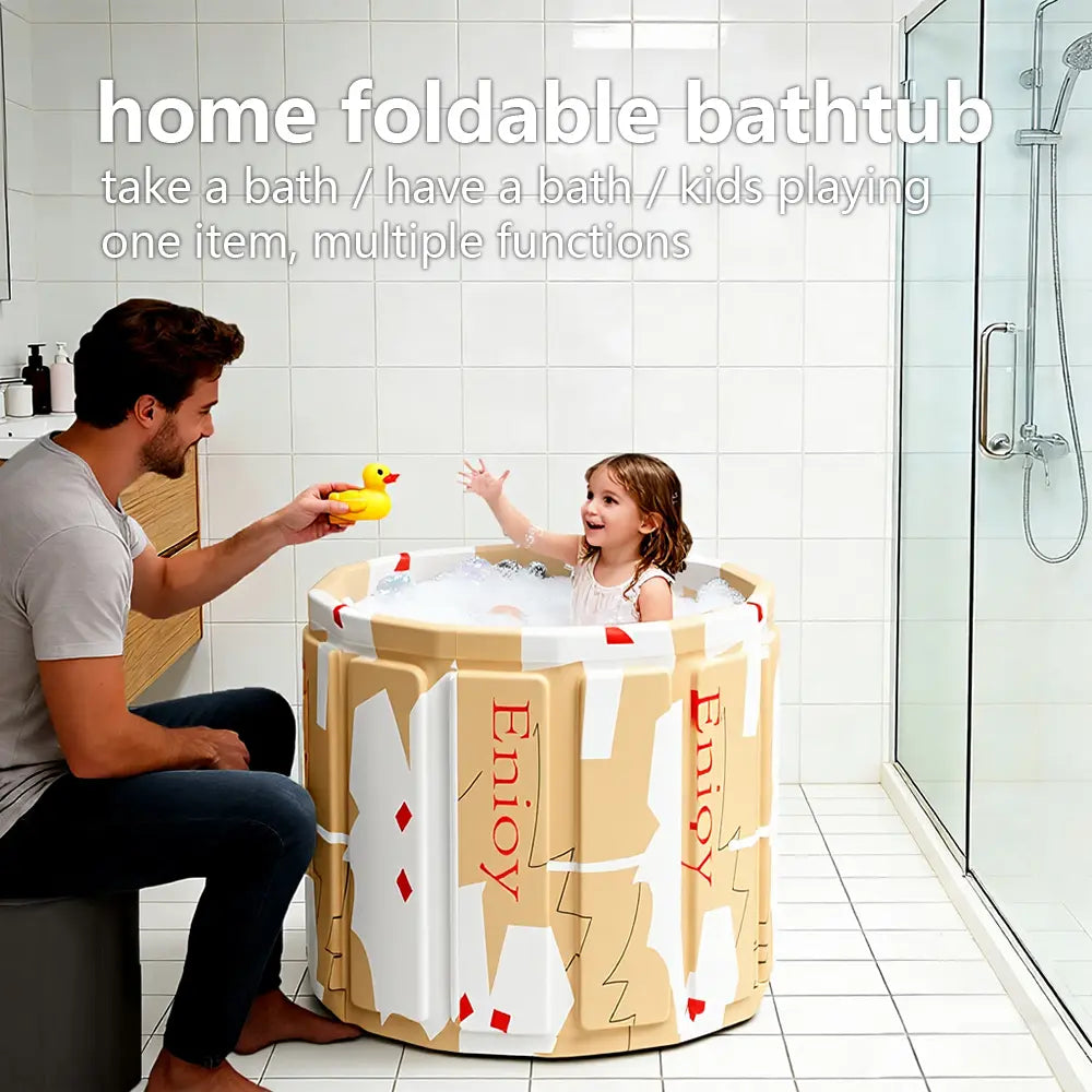 Portable Bathtub for Adults, Foldable Soaking Bathtub for Hot SPA & Ice Bath, Foldable Small Bathtub for Bathing, 6-Layer Insulated Portable Tub, Space-Saving（25.6" × 41.3"）#Summervibes