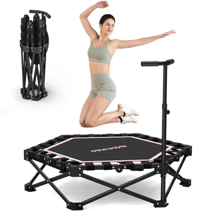 HXD-ERGO Mini Trampoline for Adults with Adjustable Foam Handle - Maximum Load Capacity 460 lbs, Easy Assembly Home Gym Equipment