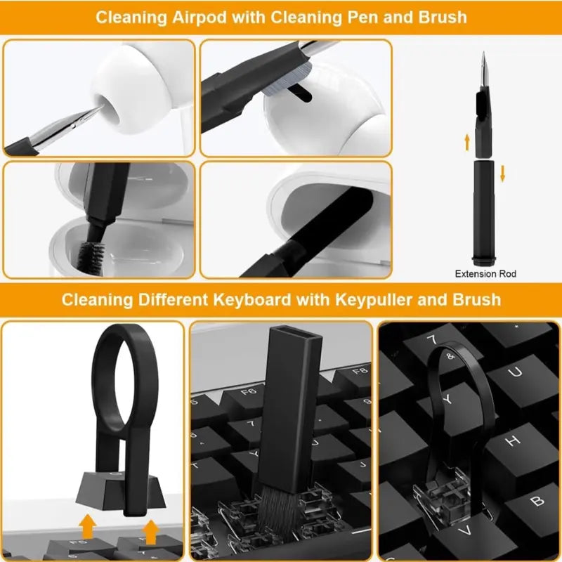 Burnphoria Electronic Cleaning Bundle: 20-in-1 Cleaning Kit, Cleaning Gel, and 3-Pack Charging Cable Clips