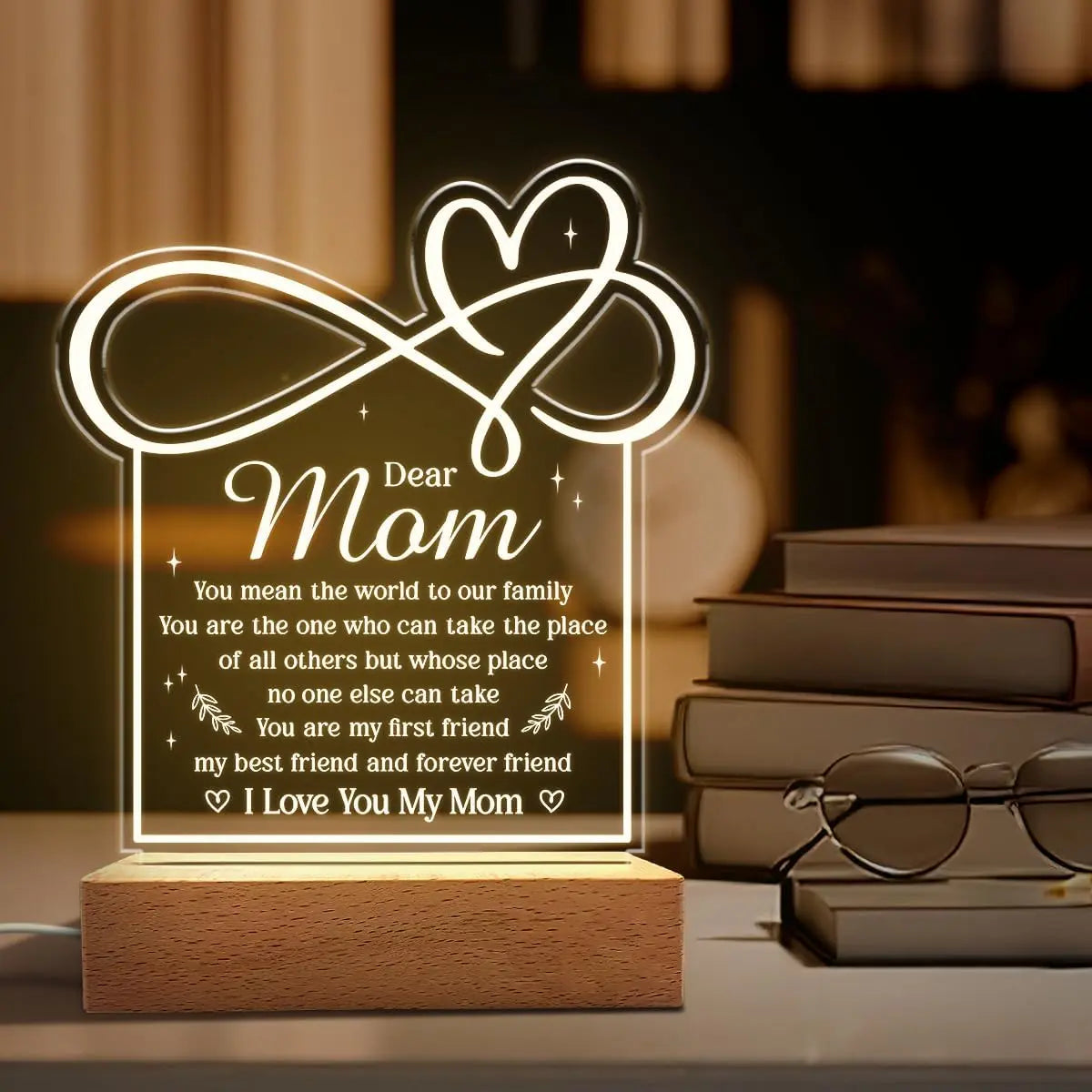 SANDJEST Mother'S Day Acrylic Night Light Table Bedside Bedroom USB Powered Decorative Light, Home Decoration, Gift for Sister Grandma