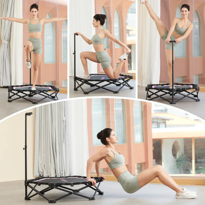 HXD-ERGO Mini Trampoline for Adults with Adjustable Foam Handle - Maximum Load Capacity 460 lbs, Easy Assembly Home Gym Equipment