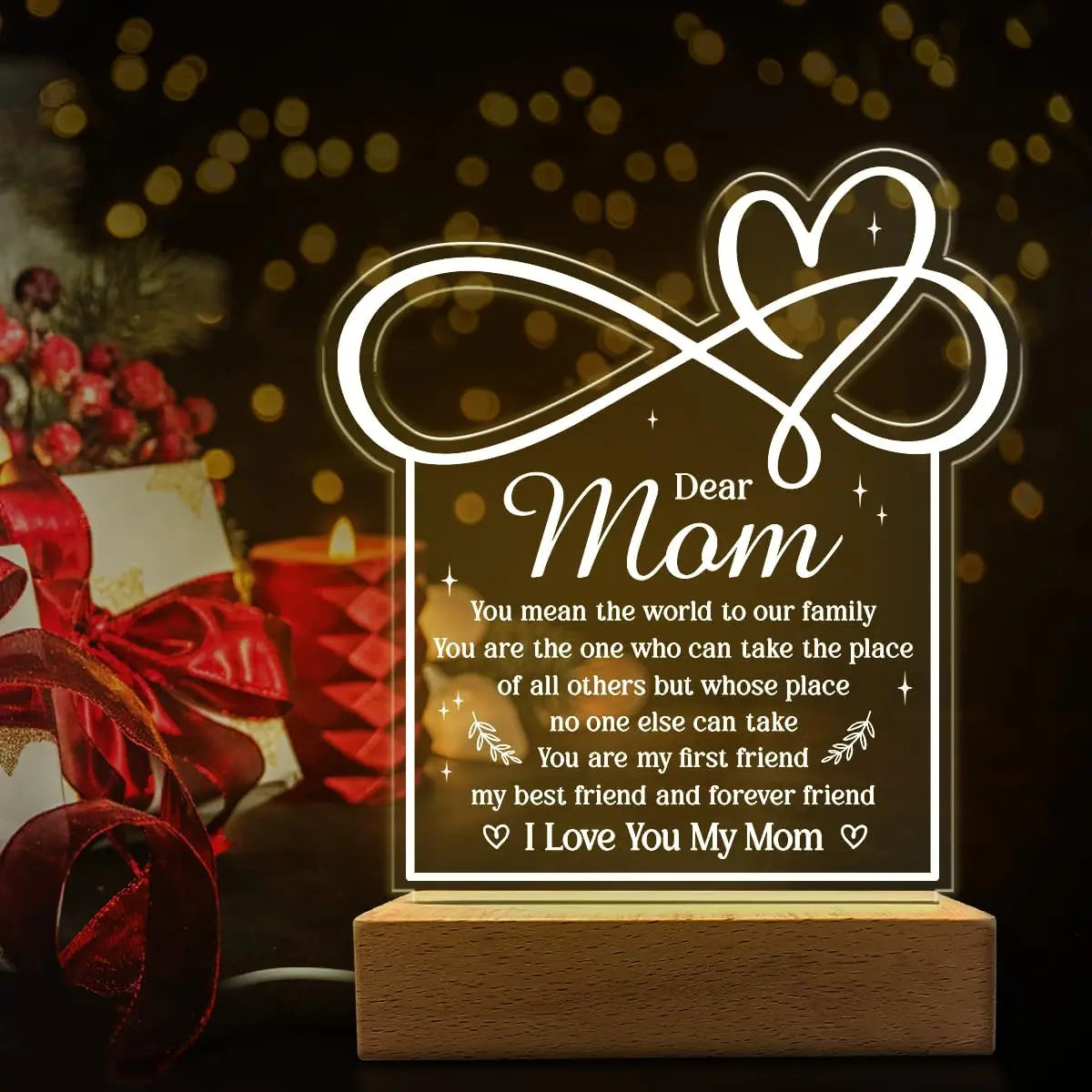 SANDJEST Mother'S Day Acrylic Night Light Table Bedside Bedroom USB Powered Decorative Light, Home Decoration, Gift for Sister Grandma