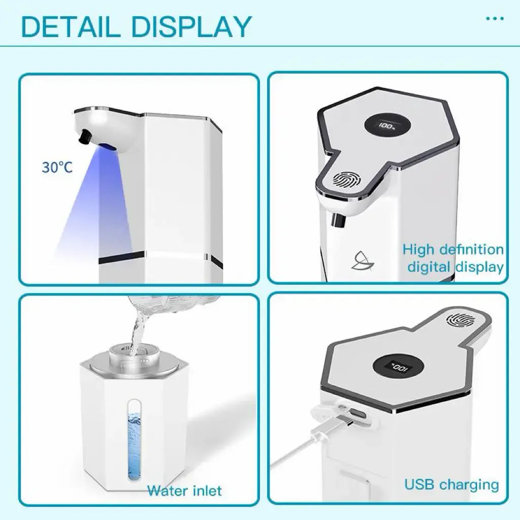 Automatic Touchless Soap Dispenser with Smart Sensor, USB Rechargeable, Waterproof, 12oz Capacity, Wall Mounted, 4 Adjustable Levels - Ideal for Bathroom and Kitchen Essentials, Perfect Gift Idea
