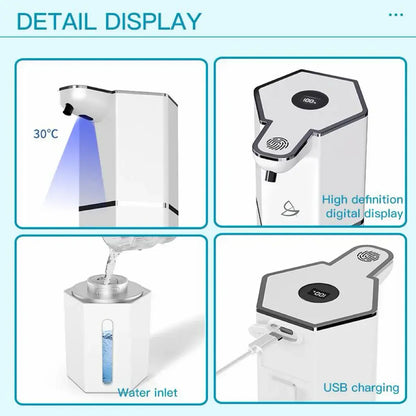 Automatic Touchless Soap Dispenser with Smart Sensor, USB Rechargeable, Waterproof, 12oz Capacity, Wall Mounted, 4 Adjustable Levels - Ideal for Bathroom and Kitchen Essentials, Perfect Gift Idea