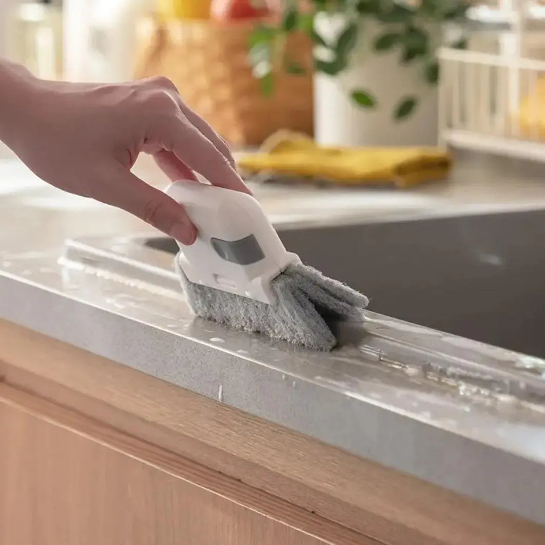 Grey Window Groove Cleaning Brush, 1 Count Portable Handheld Window Track Cleaning Brush, Multifunctional Cleaner Tools for Door Gap Track, Household Essentials, House Cleaning Tools, Household Items, Versatile Cleaning Tool, Window Cleaning Kit