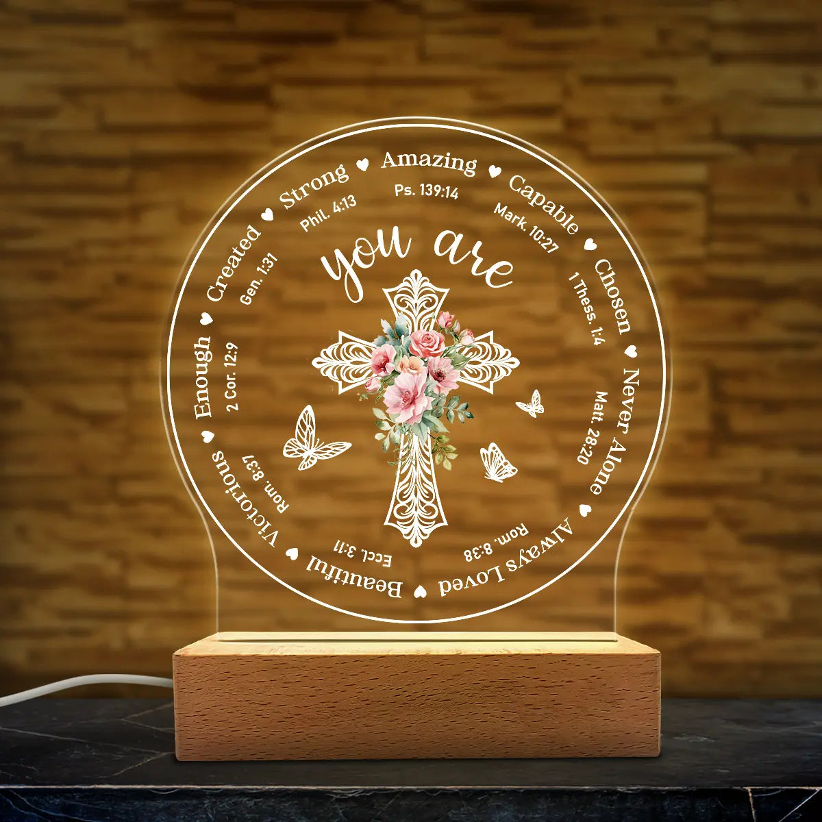 SANDJEST Mother'S Day Acrylic Night Light Table Bedside Bedroom USB Powered Decorative Light, Home Decoration, Gift for Sister Grandma