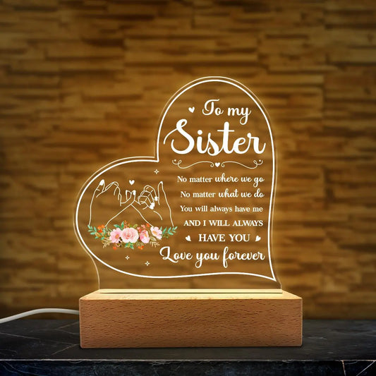 SANDJEST Mother'S Day Acrylic Night Light Table Bedside Bedroom USB Powered Decorative Light, Home Decoration, Gift for Sister Grandma