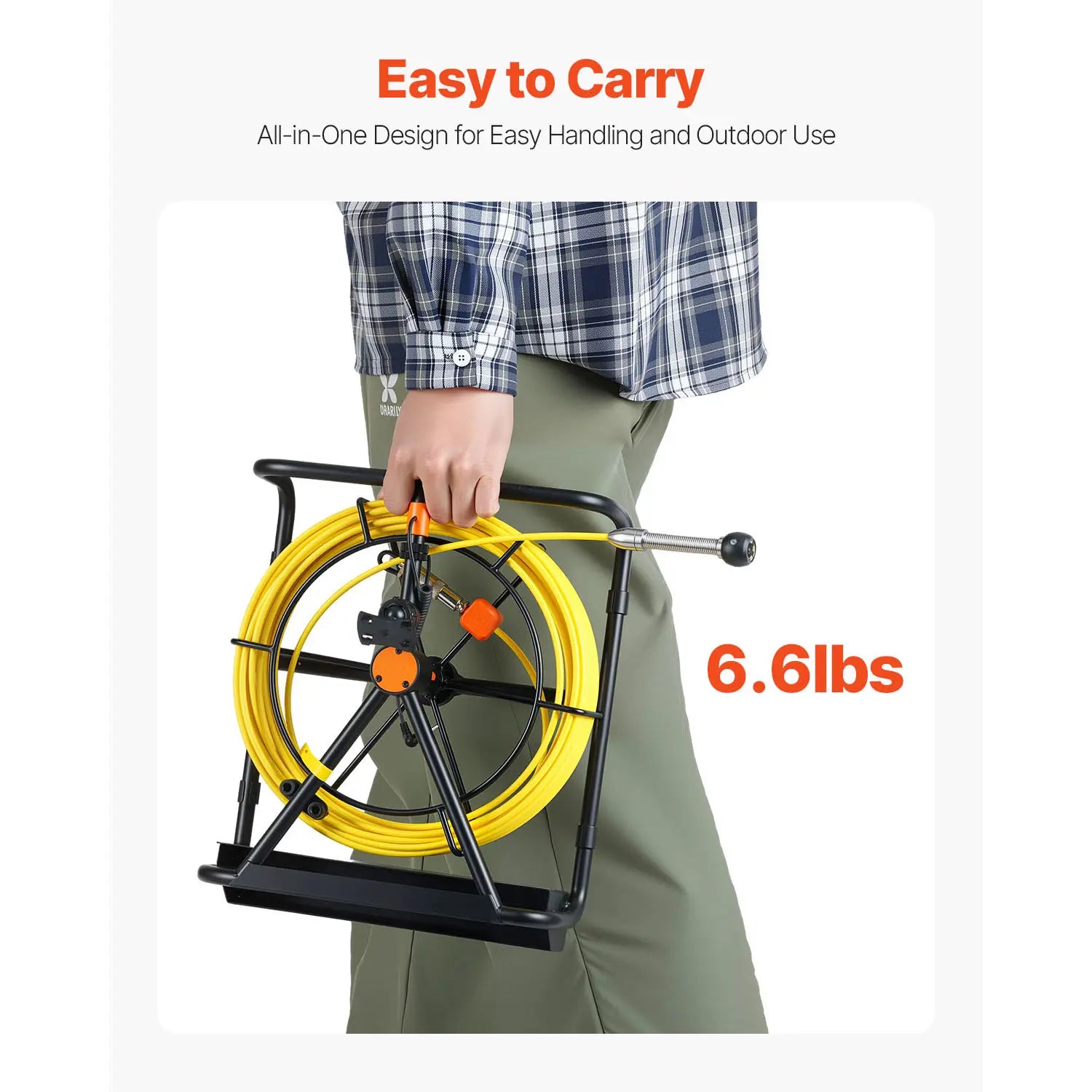 VEVOR 65.6FT Sewer Inspection Camera with 4.3" Screen, DVR Function, Waterproof IP68 Borescope, and LED Lights for Plumbing and Pipeline Inspection