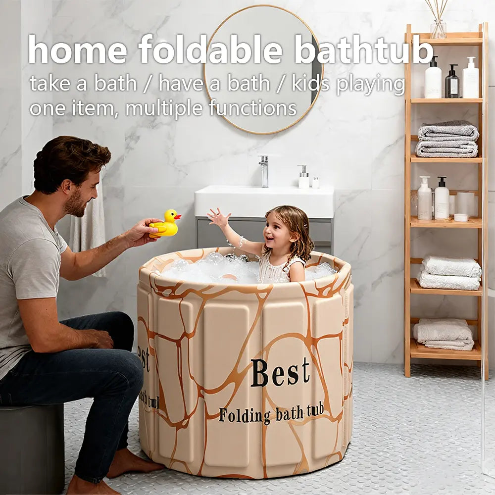 Portable Bathtub for Adults, Foldable Soaking Bathtub for Hot SPA & Ice Bath, Foldable Small Bathtub for Bathing, 6-Layer Insulated Portable Tub, Space-Saving（25.6" × 41.3"）#Summervibes