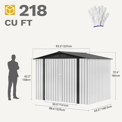 Yitahome 5 X 3 Ft/7 X 5 Ft/10 X 8 Ft Large Metal Outdoor Storage Shed, Heavy Duty Tool Storage Sheds for Backyard Patio Lawn - Ideal for Bicycles, Garden Tools, and Lawn Equipment, Easy-To-Assemble
