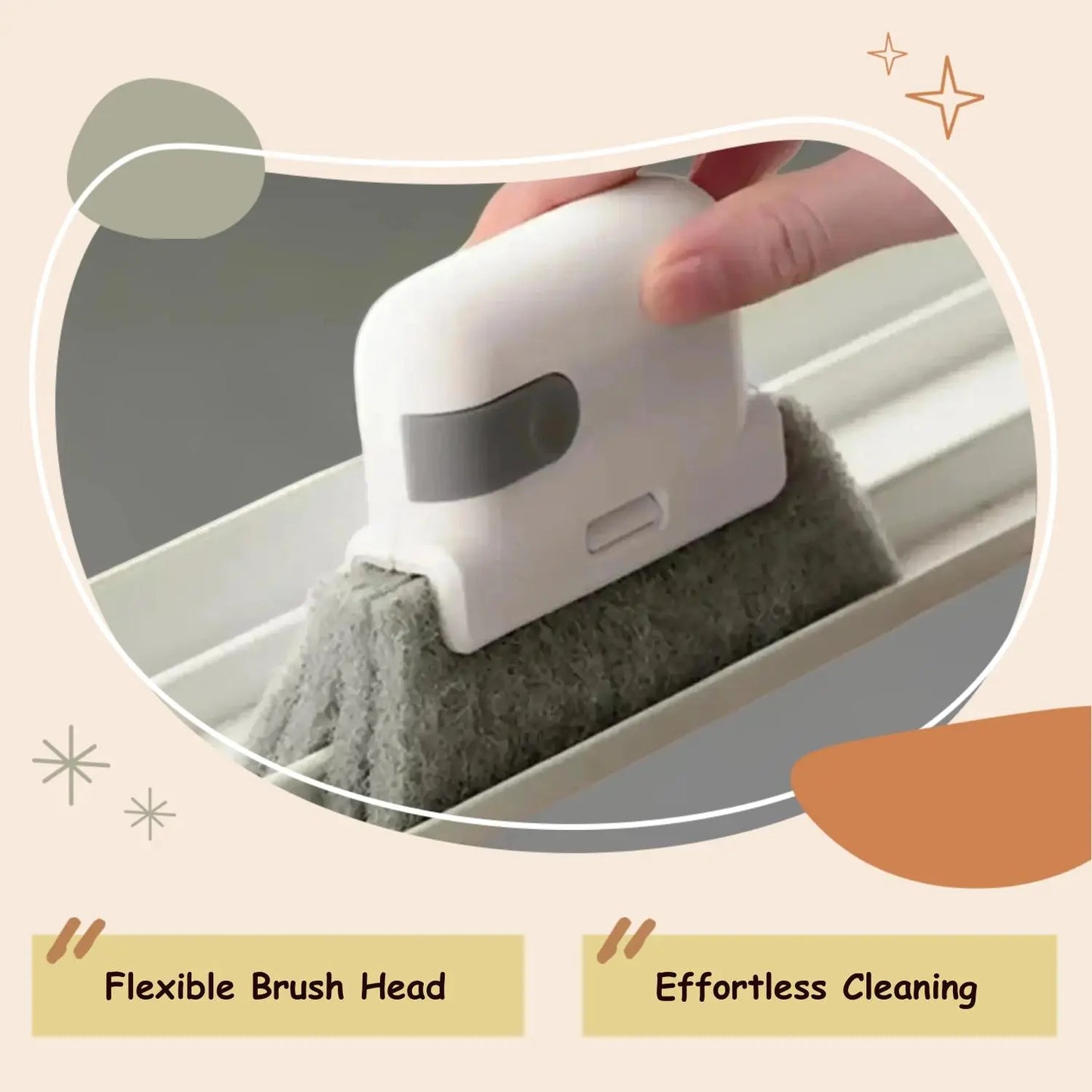 Grey Window Groove Cleaning Brush, 1 Count Portable Handheld Window Track Cleaning Brush, Multifunctional Cleaner Tools for Door Gap Track, Household Essentials, House Cleaning Tools, Household Items, Versatile Cleaning Tool, Window Cleaning Kit