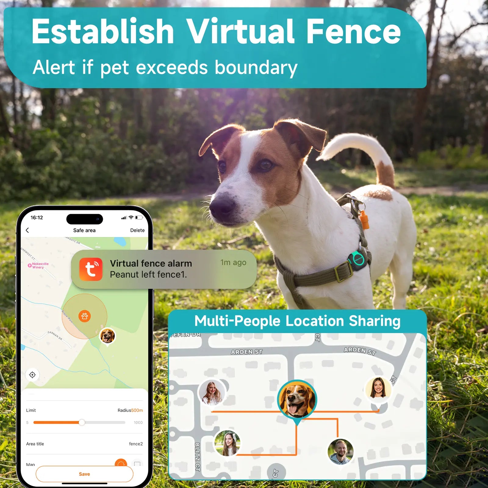 Woyamay GPS Tracker for Dogs and Cats, Tracker with Health Monitor, Mini GPS Pet Tracker, Waterproof&Light, Any Collar(Android& Ios Universal) Map Sim
