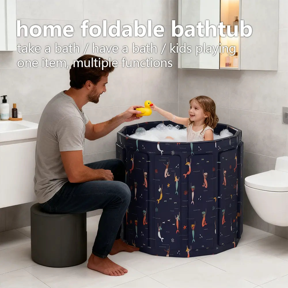 Portable Bathtub for Adults, Foldable Soaking Bathtub for Hot SPA & Ice Bath, Foldable Small Bathtub for Bathing, 6-Layer Insulated Portable Tub, Space-Saving（25.6" × 41.3"）#Summervibes