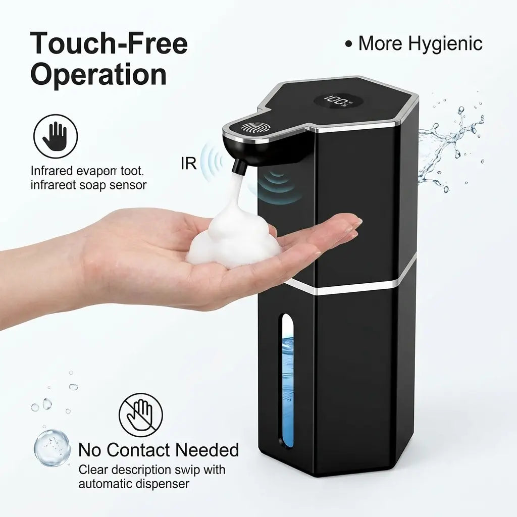 Automatic Touchless Soap Dispenser with Smart Sensor, USB Rechargeable, Waterproof, 12oz Capacity, Wall Mounted, 4 Adjustable Levels - Ideal for Bathroom and Kitchen Essentials, Perfect Gift Idea