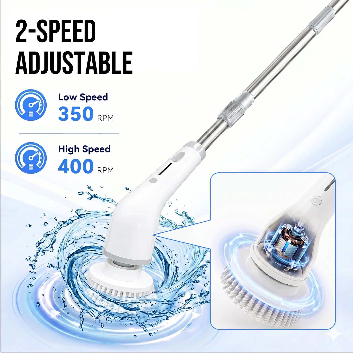 【Mother'S Day Gift】Cordless Electric Spin Scrubber, IPX7 Waterproof, 8 Brush Heads, Long Battery Life, Adjustable Speed, Extendable Handle, Durable Multi-Surface Kitchen Gadget, Kitchen Bathroom Cleaning Helper - Spin Mop, Utensils