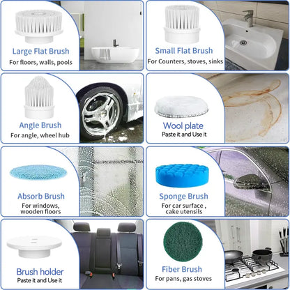 【Mother'S Day Gift】Cordless Electric Spin Scrubber, IPX7 Waterproof, 8 Brush Heads, Long Battery Life, Adjustable Speed, Extendable Handle, Durable Multi-Surface Kitchen Gadget, Kitchen Bathroom Cleaning Helper - Spin Mop, Utensils
