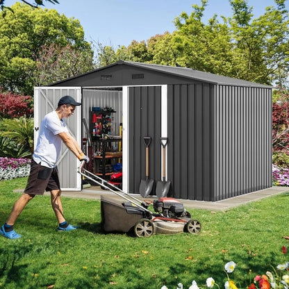 Yitahome 5 X 3 Ft/7 X 5 Ft/10 X 8 Ft Large Metal Outdoor Storage Shed, Heavy Duty Tool Storage Sheds for Backyard Patio Lawn - Ideal for Bicycles, Garden Tools, and Lawn Equipment, Easy-To-Assemble