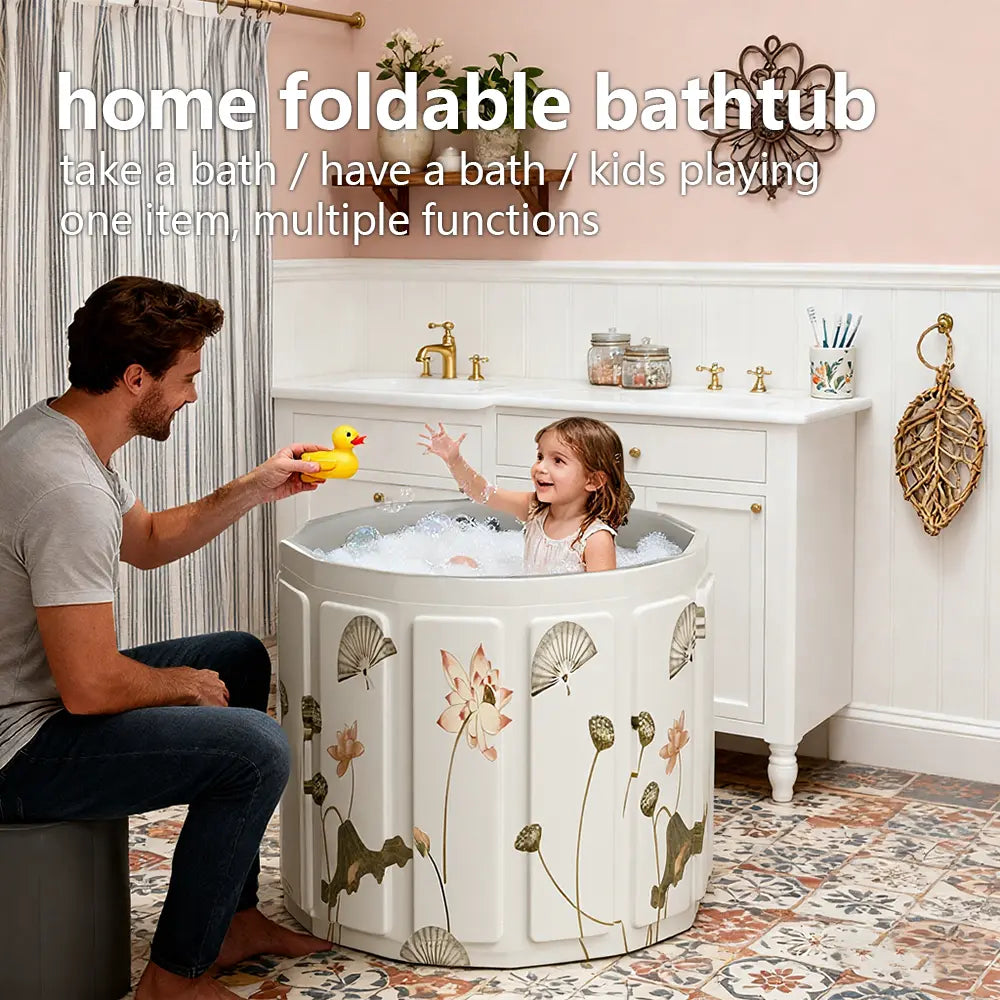 Portable Bathtub for Adults, Foldable Soaking Bathtub for Hot SPA & Ice Bath, Foldable Small Bathtub for Bathing, 6-Layer Insulated Portable Tub, Space-Saving（25.6" × 41.3"）#Summervibes