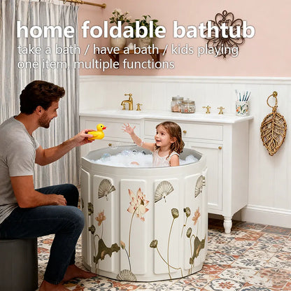 Portable Bathtub for Adults, Foldable Soaking Bathtub for Hot SPA & Ice Bath, Foldable Small Bathtub for Bathing, 6-Layer Insulated Portable Tub, Space-Saving（25.6" × 41.3"）#Summervibes