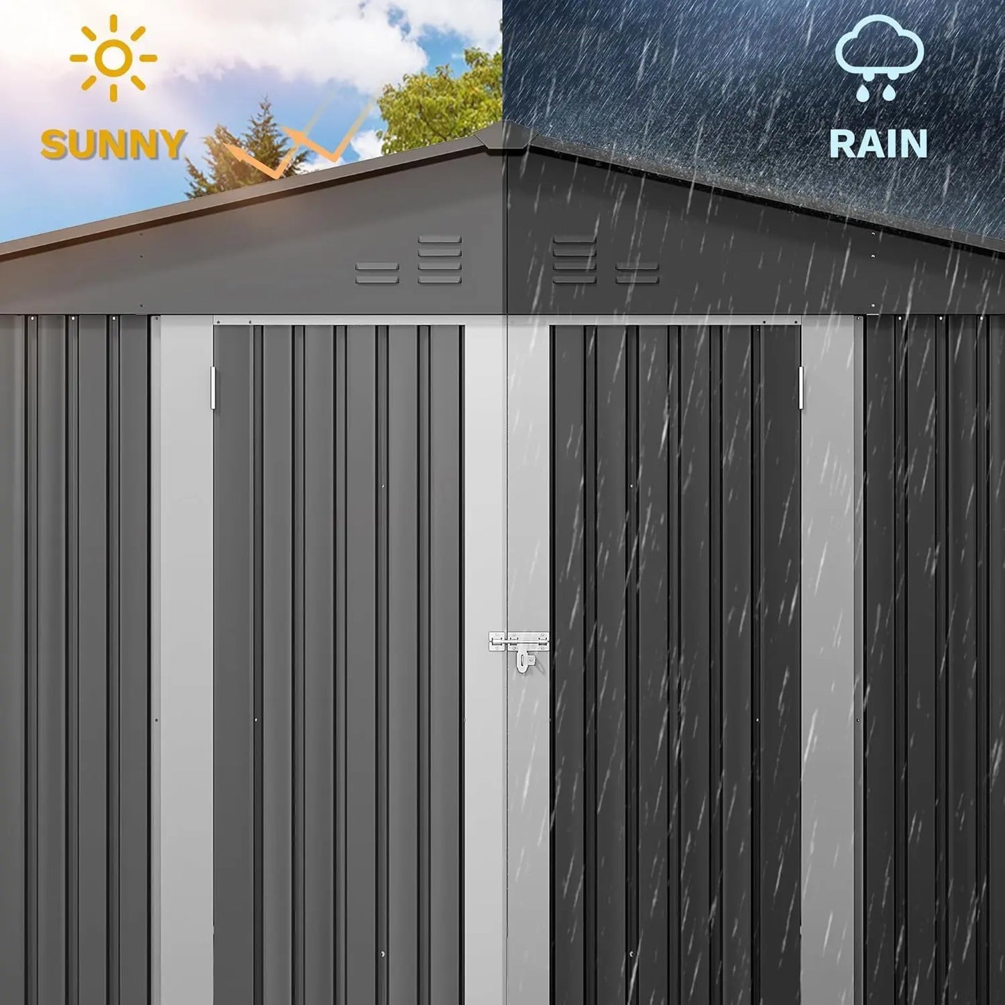 Yitahome 5 X 3 Ft/7 X 5 Ft/10 X 8 Ft Large Metal Outdoor Storage Shed, Heavy Duty Tool Storage Sheds for Backyard Patio Lawn - Ideal for Bicycles, Garden Tools, and Lawn Equipment, Easy-To-Assemble