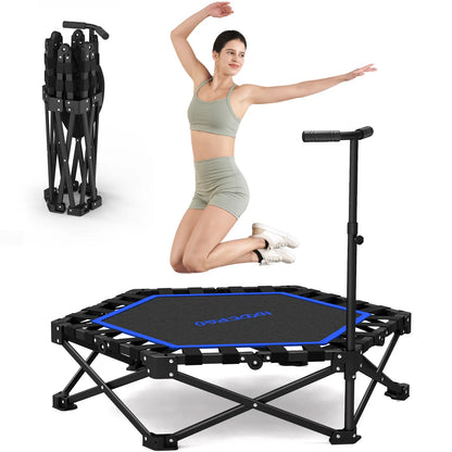 HXD-ERGO Mini Trampoline for Adults with Adjustable Foam Handle - Maximum Load Capacity 460 lbs, Easy Assembly Home Gym Equipment