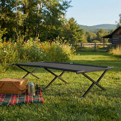 Collapsible Camping Cot, Portable Folding Bed for Camping, Outdoor Travel, Office Nap & Home Use, Heavy Duty Sleeping Cot for RV, Backyard, Beach & Indoor