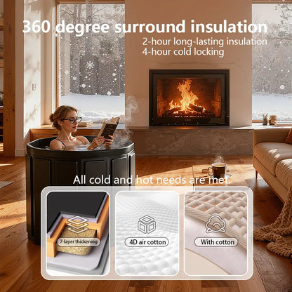 Portable Bathtub for Adults, Foldable Soaking Bathtub for Hot SPA & Ice Bath, Foldable Small Bathtub for Bathing, 6-Layer Insulated Portable Tub, Space-Saving（25.6" × 41.3"）#Summervibes